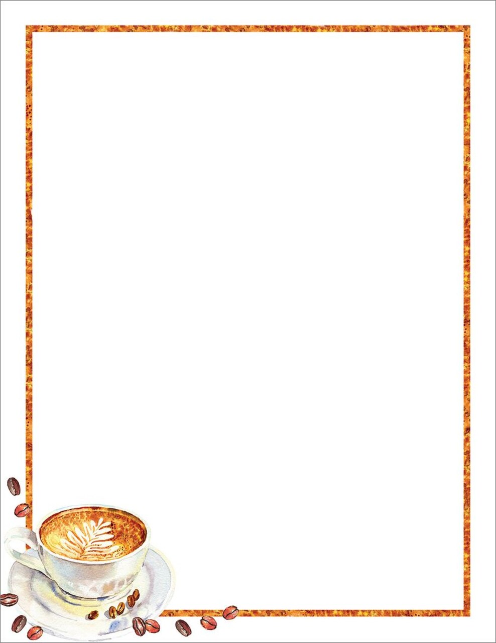Great Papers! Latte Coffee Beans Letterhead, for Invitations, Announcements and Personal Messages, Printer Friendly 8.5”x11”, 50 Pack